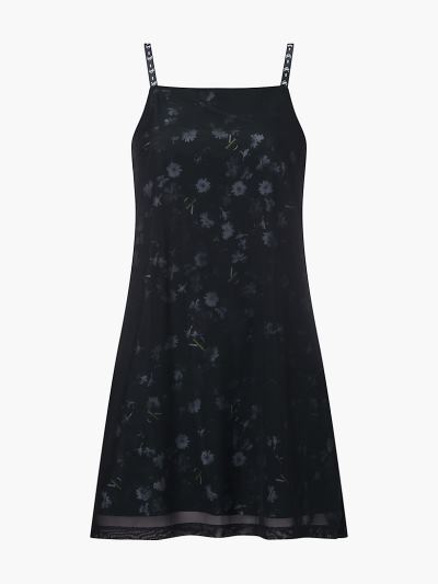 Calvin Klein Ruhák HU104697 | Calvin Klein CK ONE Double Layer Slip Női Ruha Fekete / Virágos